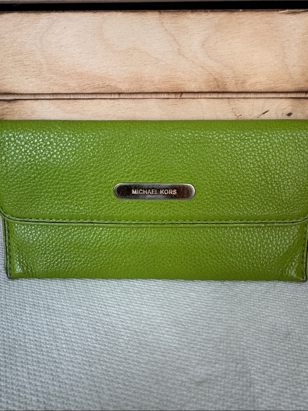 Michael Kors Lime Green Pebbled Leather Wallet - Picture 2 of 16